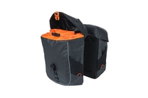 Basil Dubbele Fietstas Miles Tarpaulin zwart oranje 34L